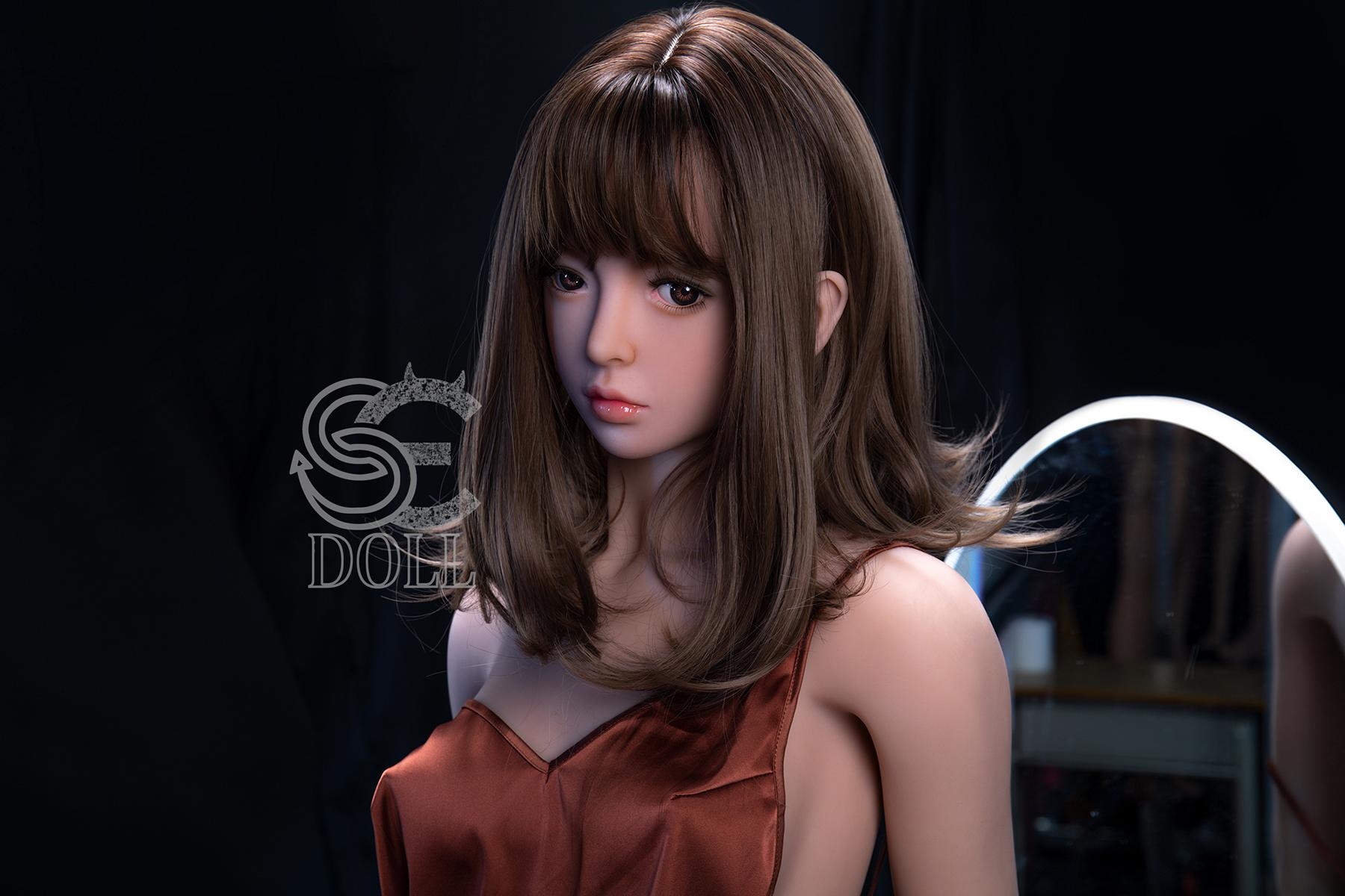 Realistic love doll Alice with brown almond eyes