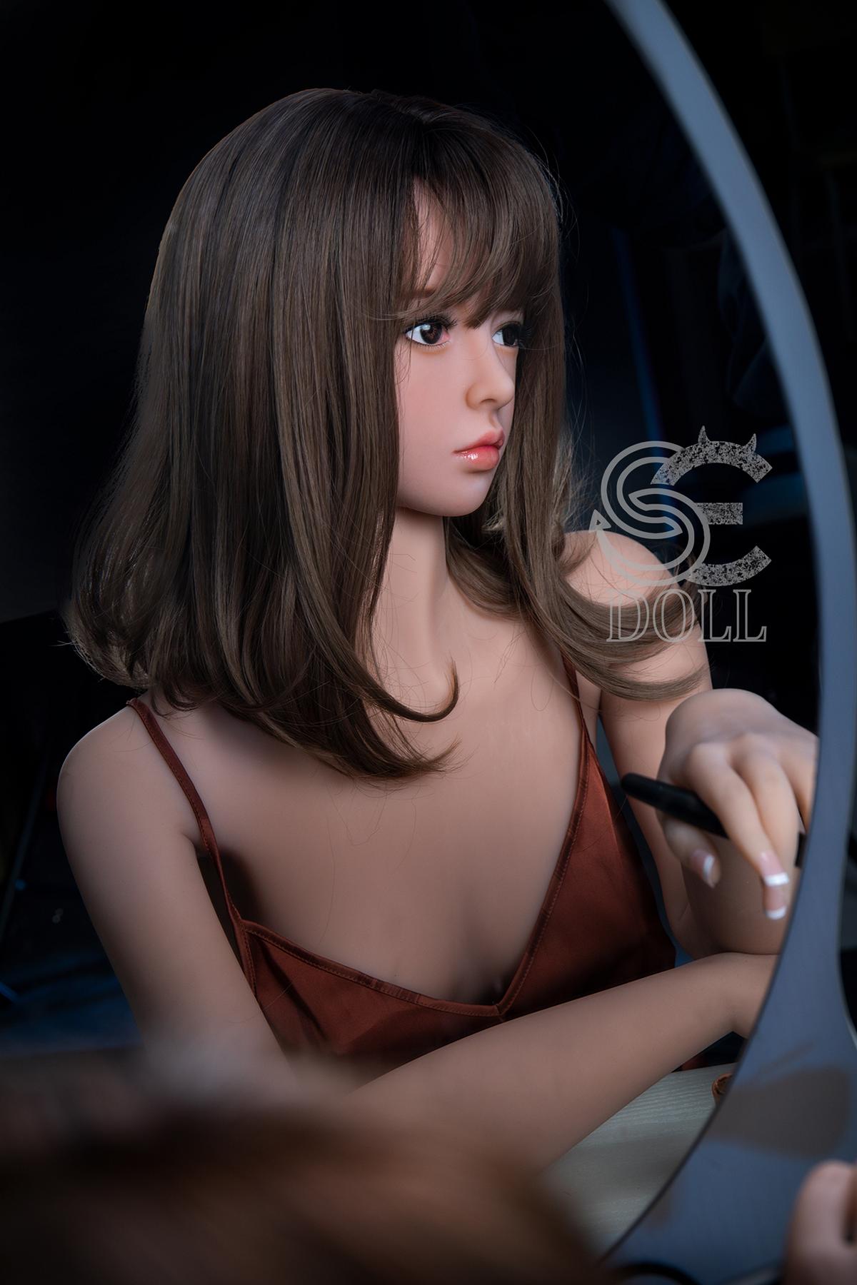 Realistic love doll Alice with brown almond eyes